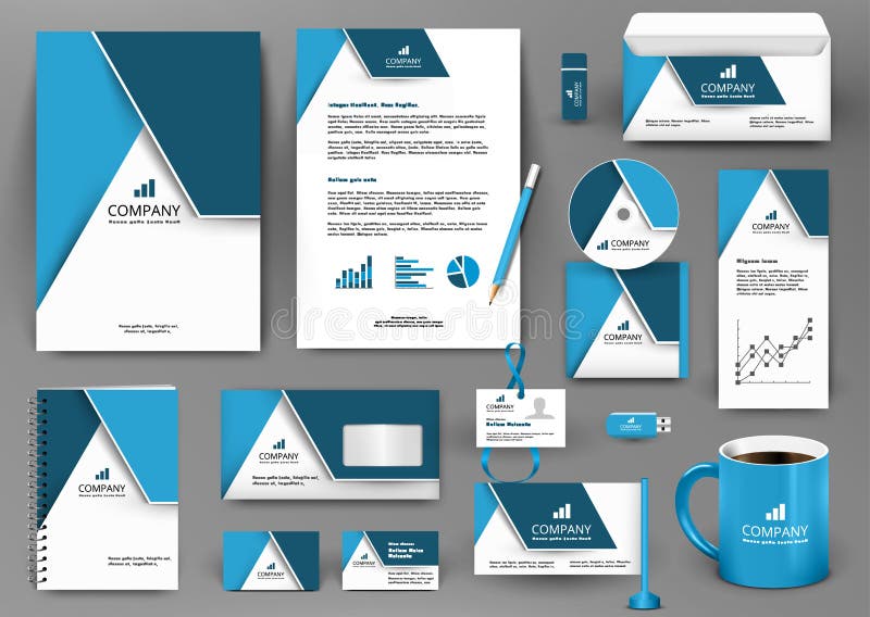professional blue universal branding design kit origami element corporate identity template business stationery mock up 71612014